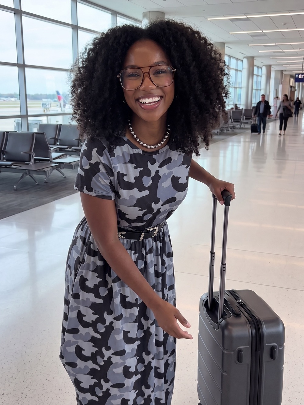 Gray & Black Camo Midi Dress